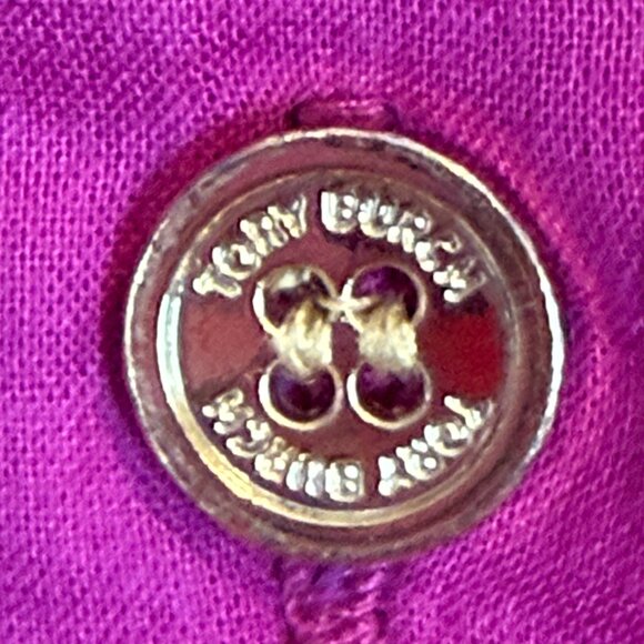 Tory Burch Button Down Shirt Blouse Long Sleeve Roll Tabs Pink Purple Cotton 2 - Picture 5 of 10